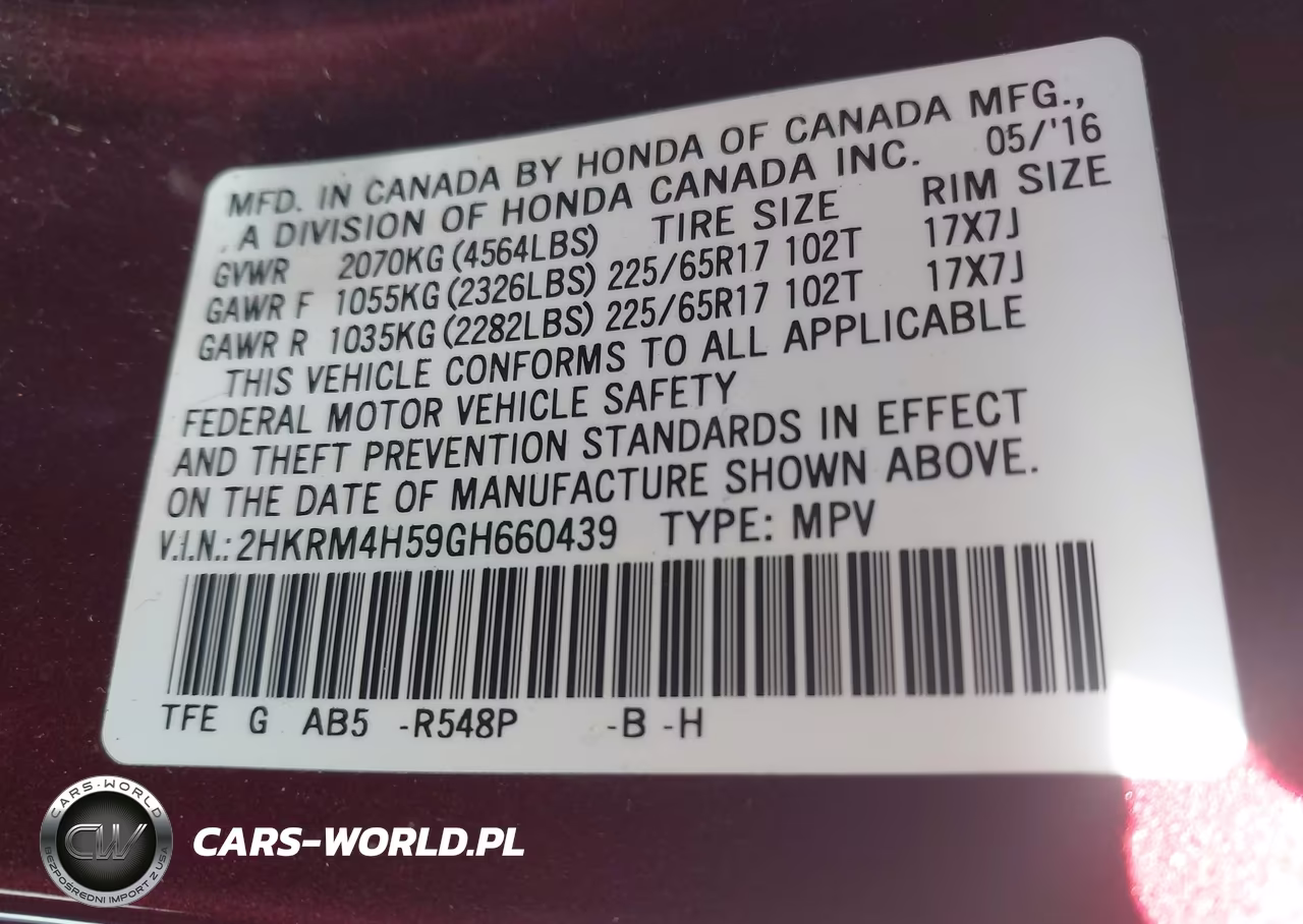 2016 Honda Cr-V Ex VIN:2HKRM4H59GH660439 - 9