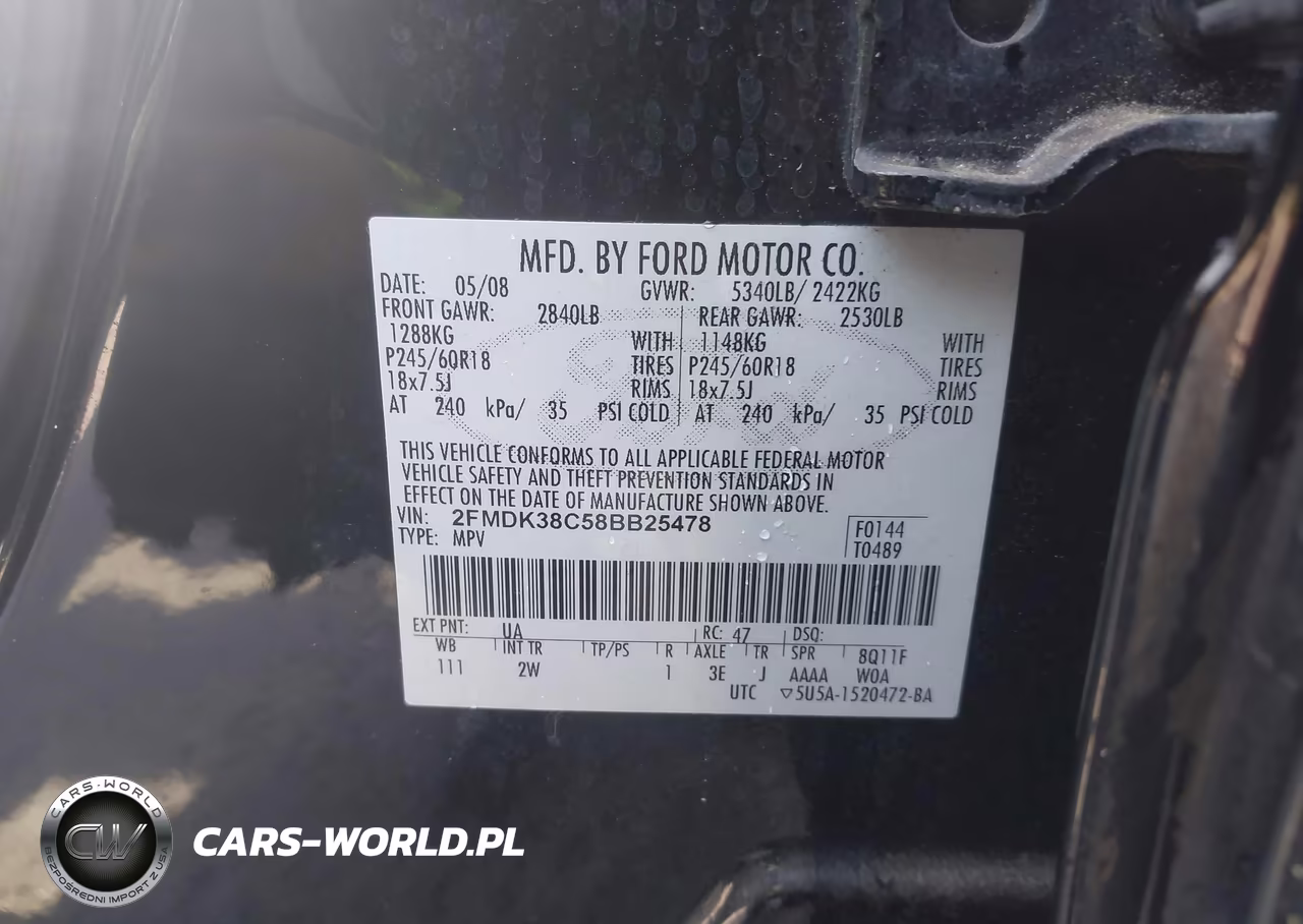 2008 Ford Edge Sel VIN:2FMDK38C58BB25478 - 9