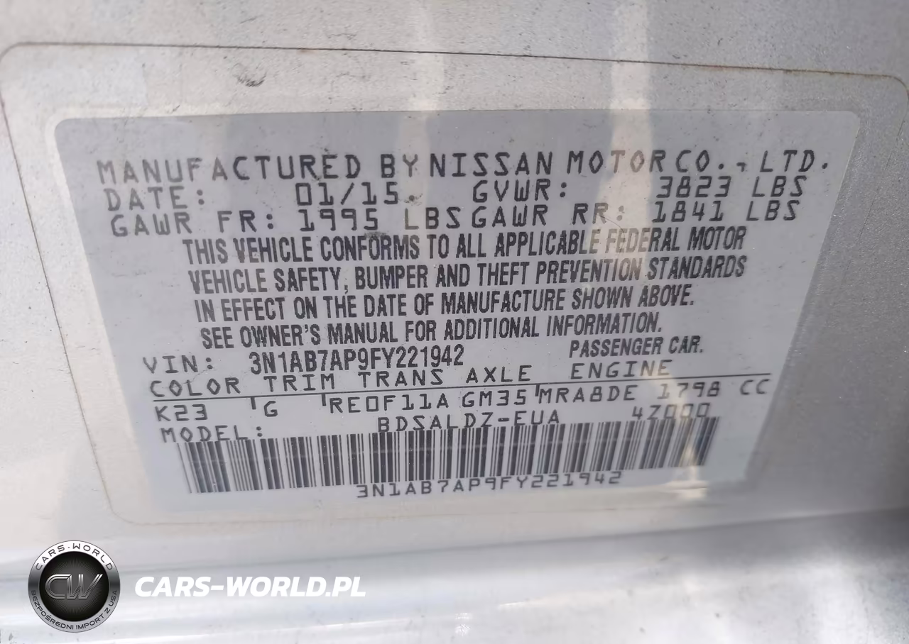 2015 Nissan Sentra Fe+ S-S-Sl-Sr-Sv VIN:3N1AB7AP9FY221942 - 9