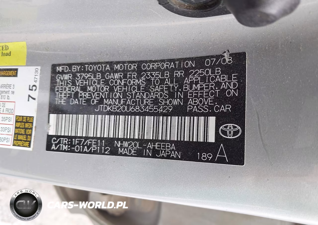 2008 Toyota Prius VIN:JTDKB20U683455429 - 9