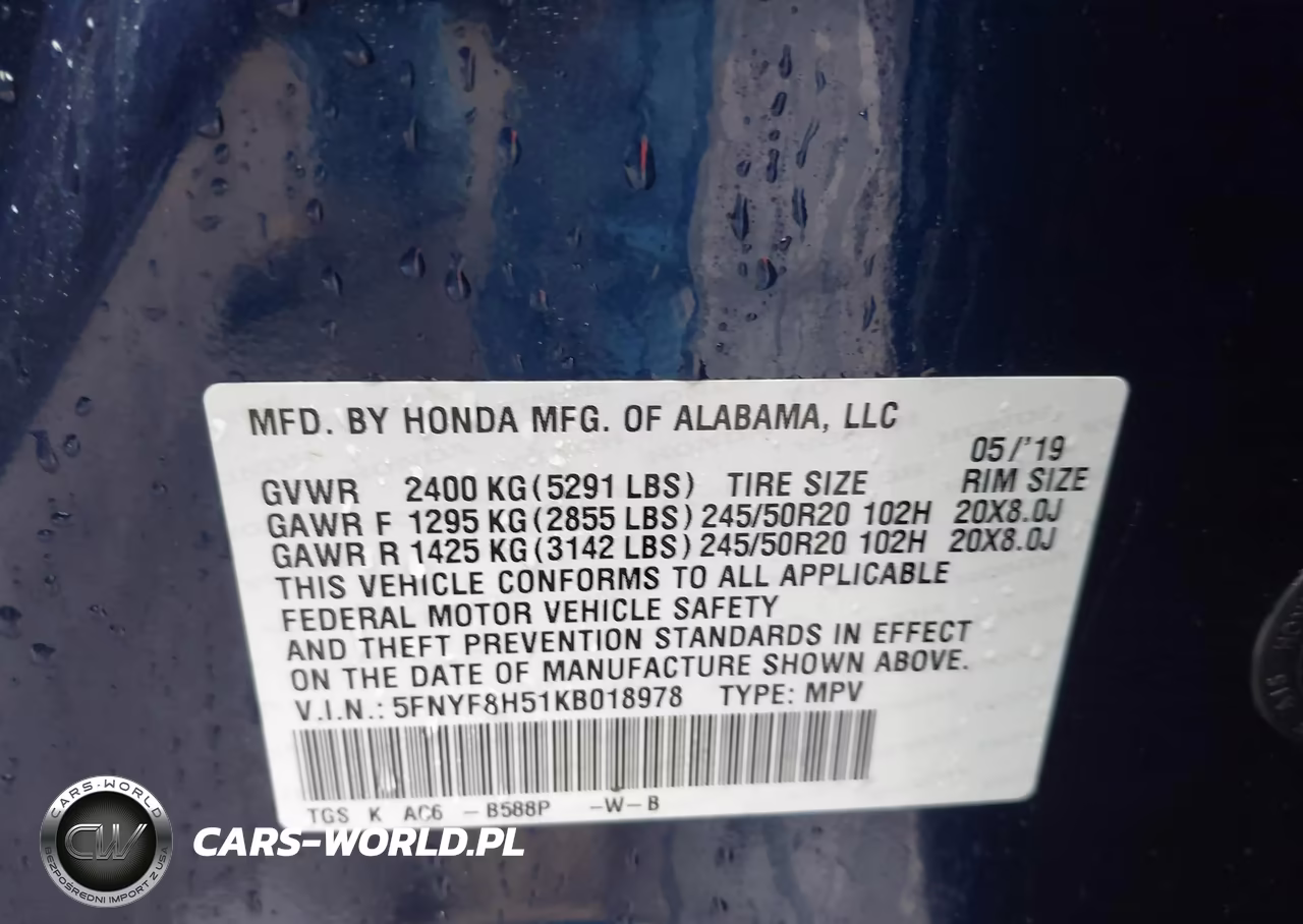 2019 Honda Passport Ex-L VIN:5FNYF8H51KB018978 - 9