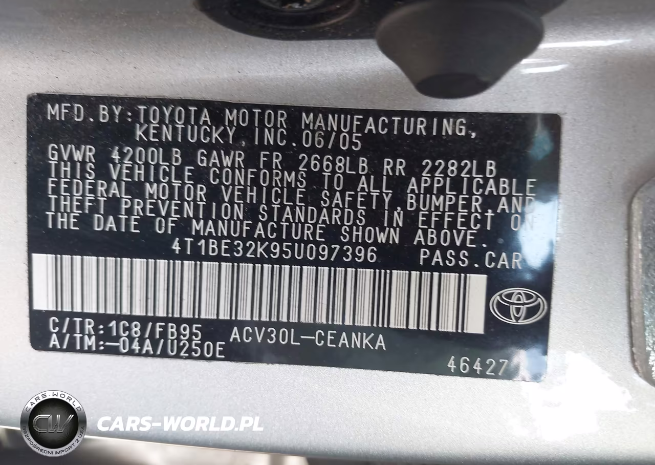 2005 Toyota Camry Std VIN:4T1BE32K95U097396 - 9