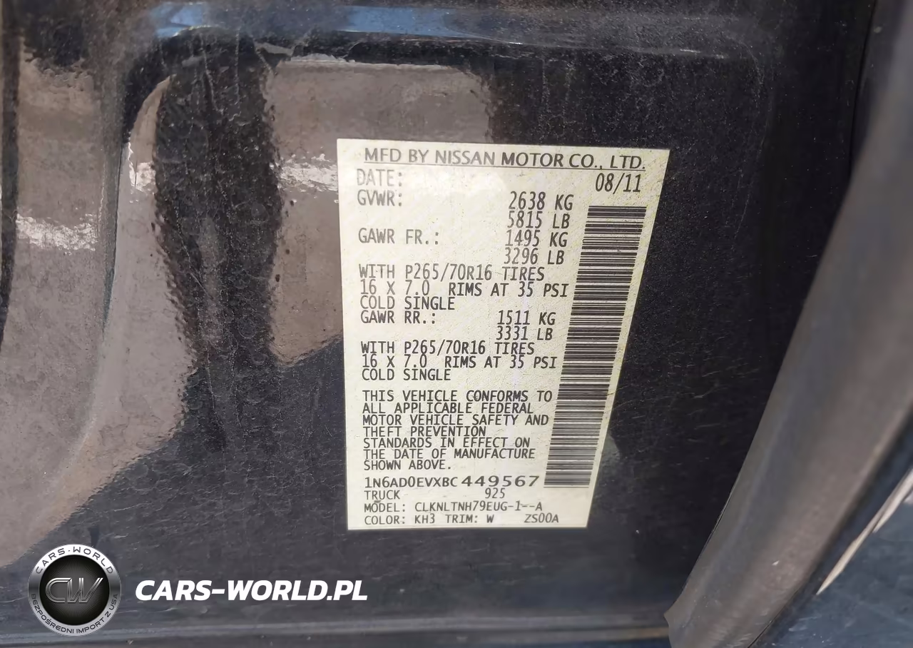 2011 Nissan Frontier Sv VIN:1N6AD0EVXBC449567 - 9