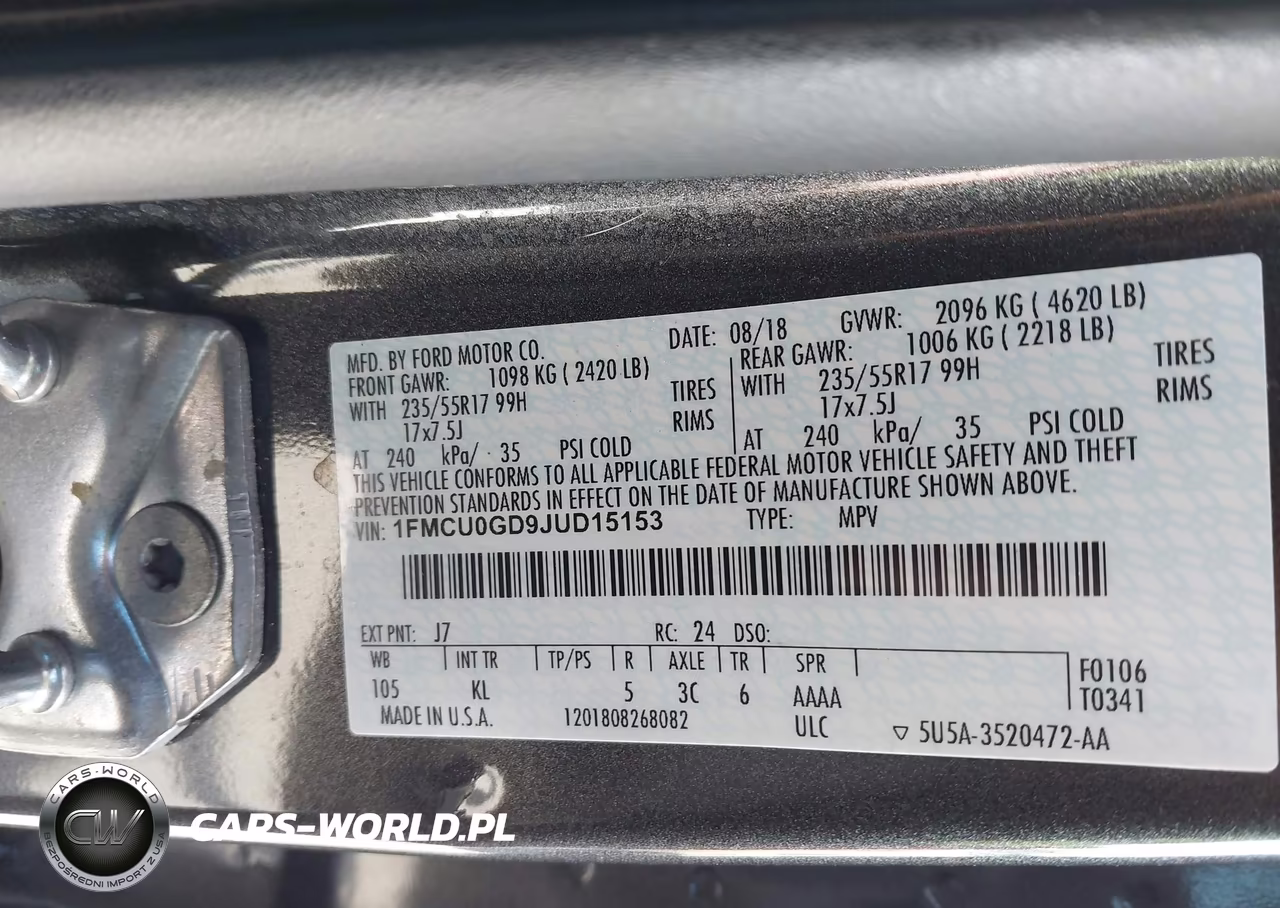 2018 Ford Escape Se VIN:1FMCU0GD9JUD15153 - 9