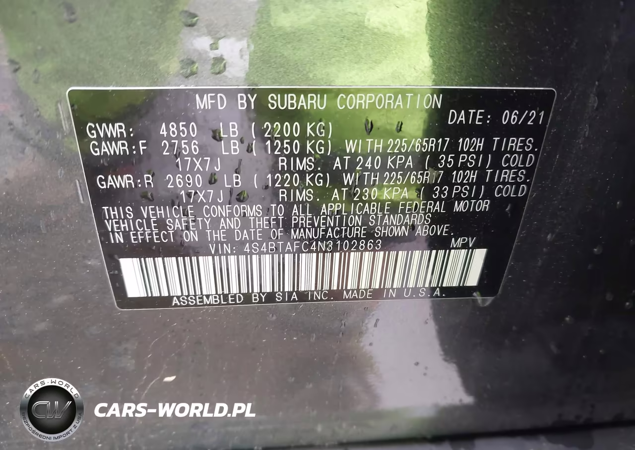 2022 Subaru Outback Premium VIN:4S4BTAFC4N3102863 - 9
