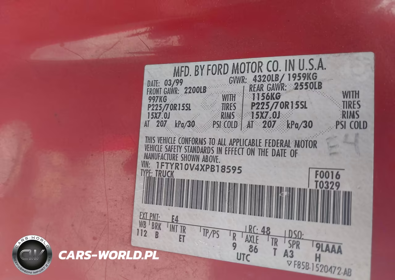 1999 Ford Ranger Xl-Xlt VIN:1FTYR10V4XPB18595 - 9