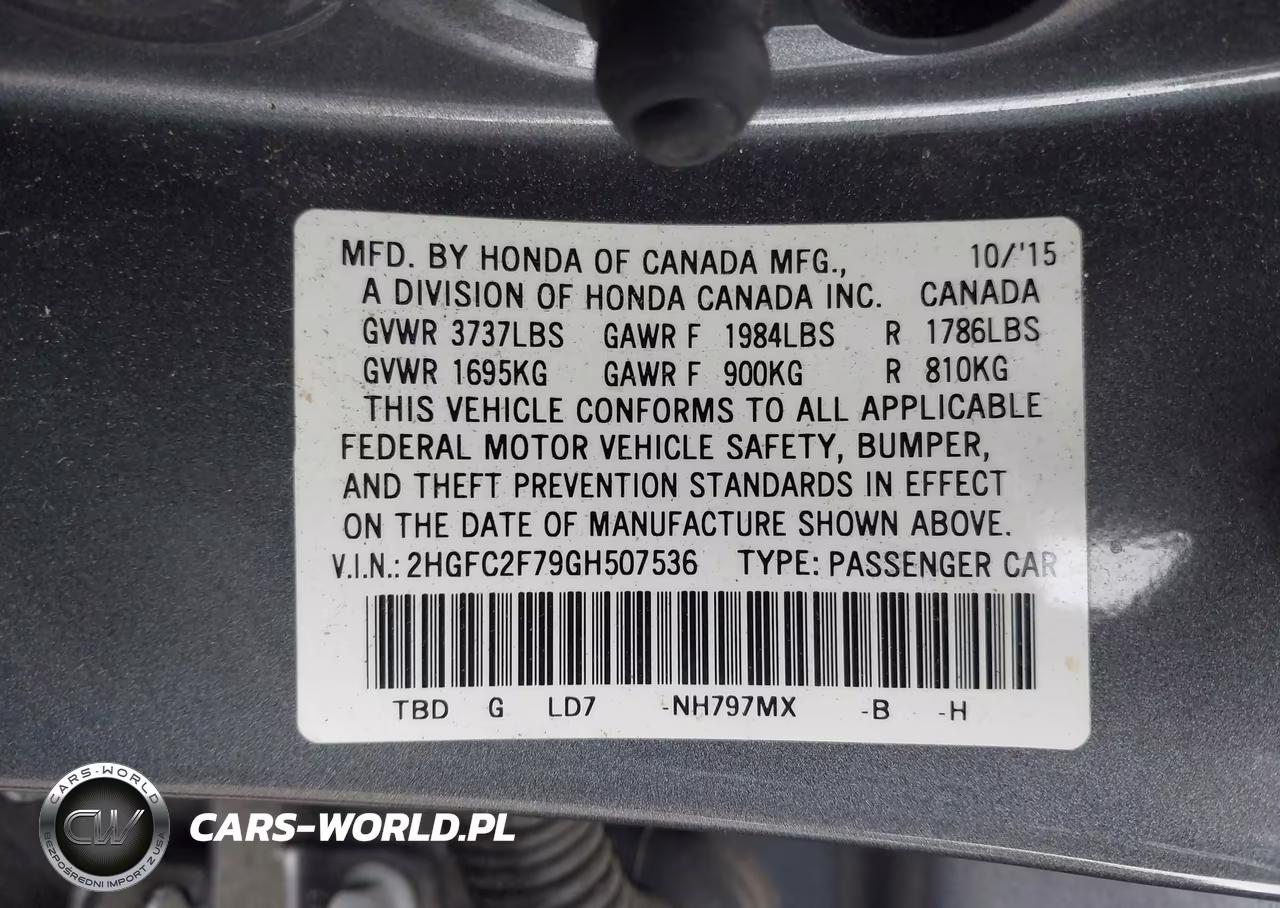 2016 Honda Civic Ex VIN:2HGFC2F79GH507536 - 9