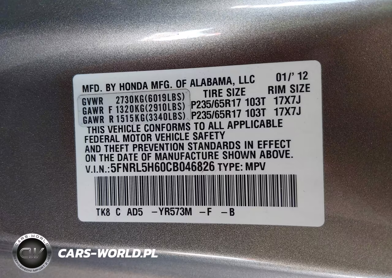 2012 Honda Odyssey Ex-L VIN:5FNRL5H60CB046826 - 9