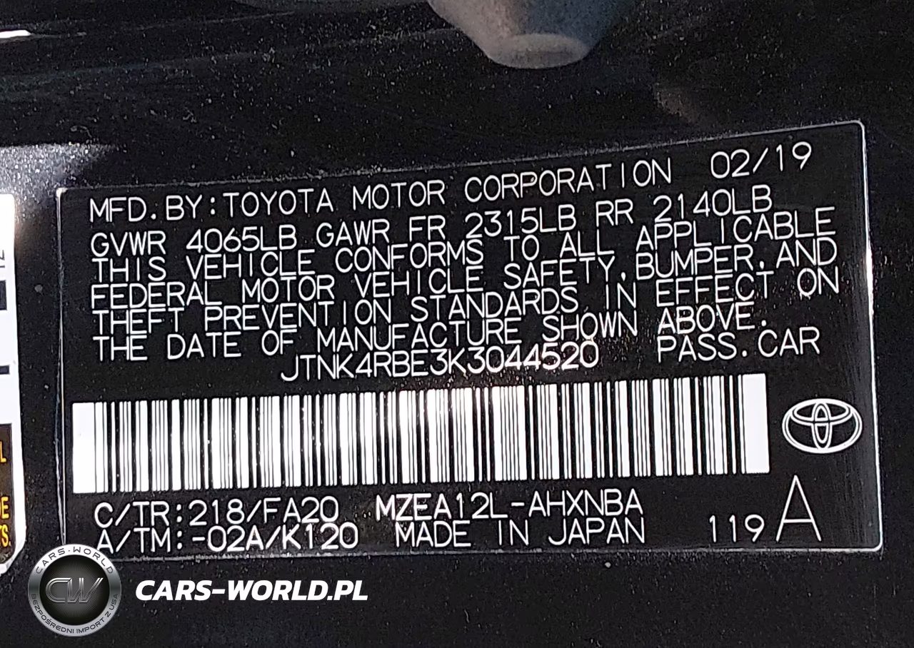 2019 Toyota Corolla Se VIN:JTNK4RBE3K3044520 - 9