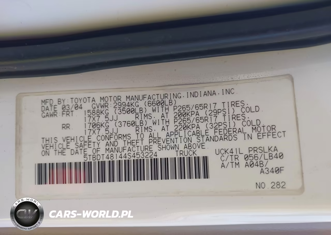 2004 Toyota Tundra Limited V8 VIN:5TBDT48144S453224 - 9