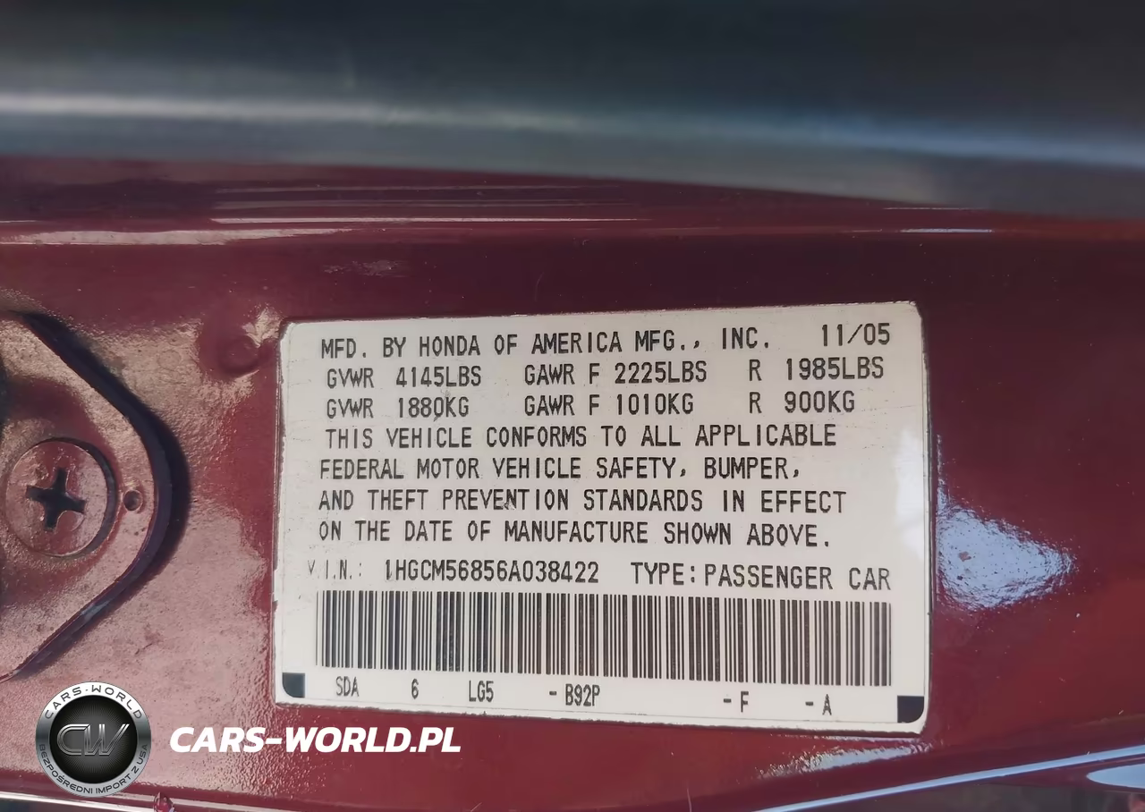 2006 Honda Accord 2.4 Ex VIN:1HGCM56856A038422 - 9