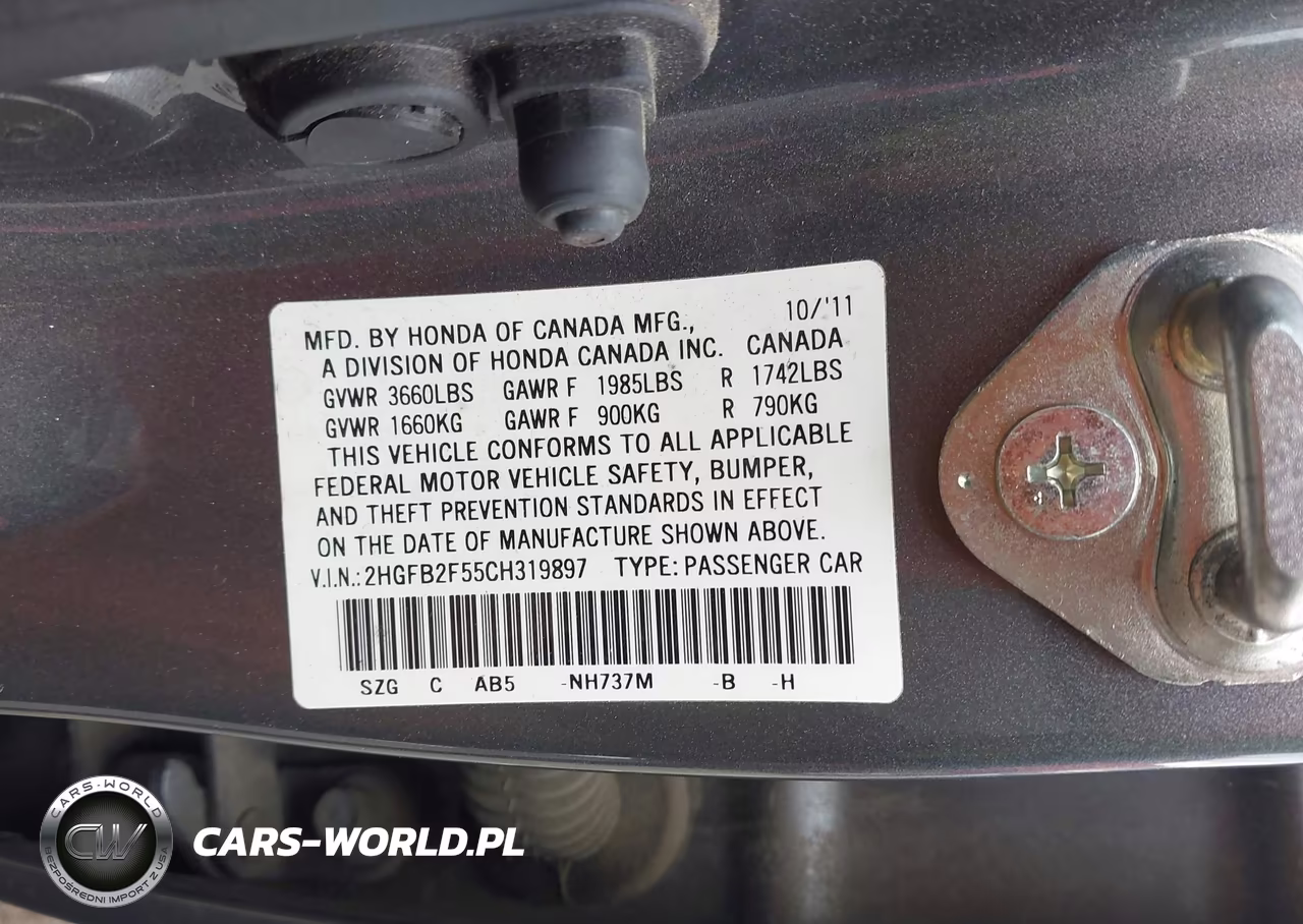 2012 Honda Civic Lx VIN:2HGFB2F55CH319897 - 9