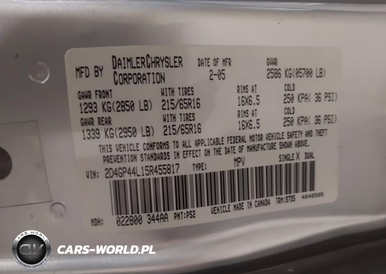 2005 Dodge Grand Caravan Sxt VIN:2D4GP44L15R455817 - 9