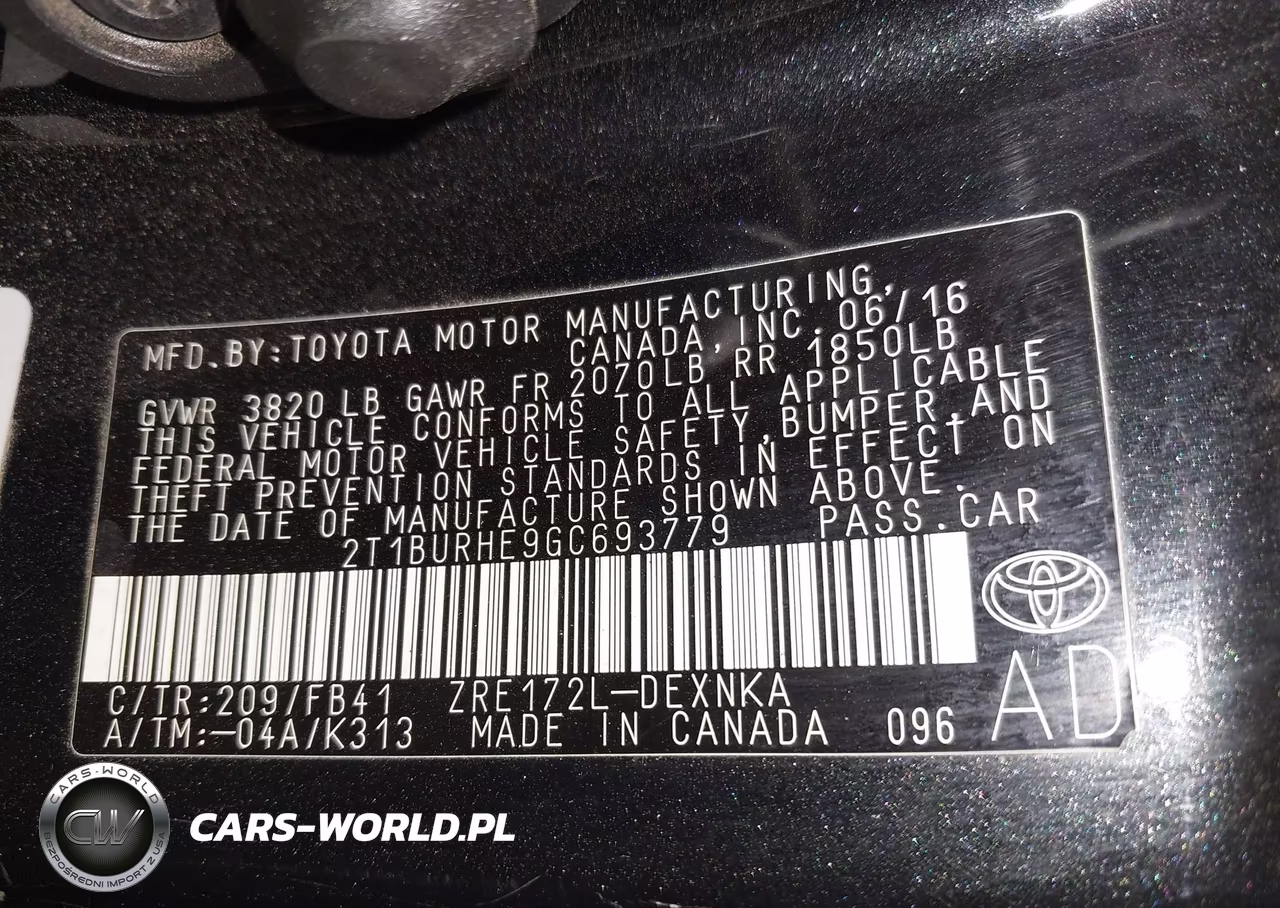 2016 Toyota Corolla Le VIN:2T1BURHE9GC693779 - 9