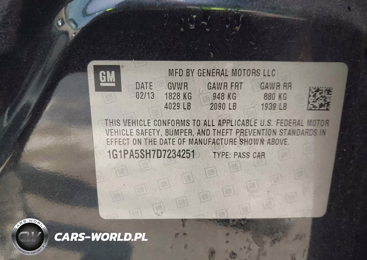 2013 Chevrolet Cruze Ls Auto VIN:1G1PA5SH7D7234251 - 9