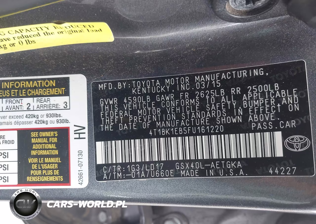 2015 Toyota Avalon Xle VIN:4T1BK1EB5FU161220 - 9