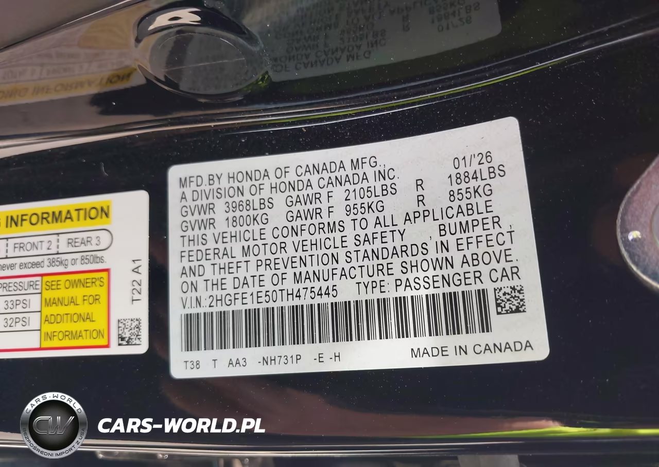 2026 Honda Civic Si Sedan VIN:2HGFE1E50TH475445 - 9