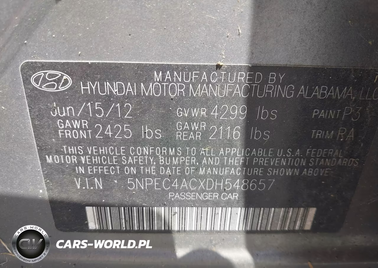 2013 Hyundai Sonata Limited VIN:5NPEC4ACXDH548657 - 9