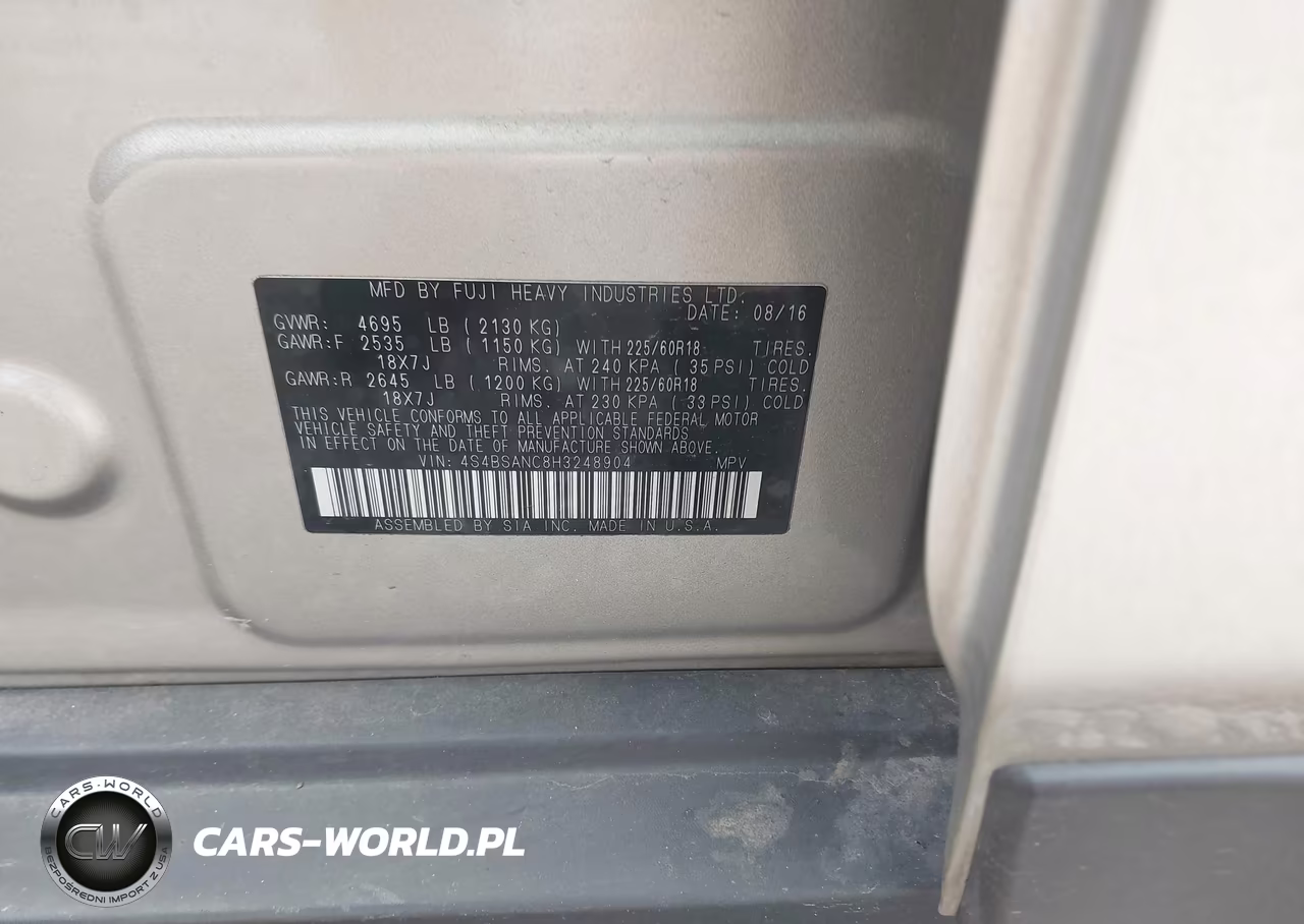 2017 Subaru Outback 2.5I Limited VIN:4S4BSANC8H3248904 - 9