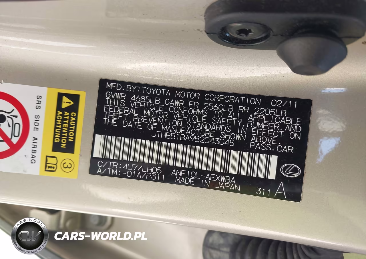 2011 Lexus Hs 250H Premium VIN:JTHBB1BA9B2043045 - 9