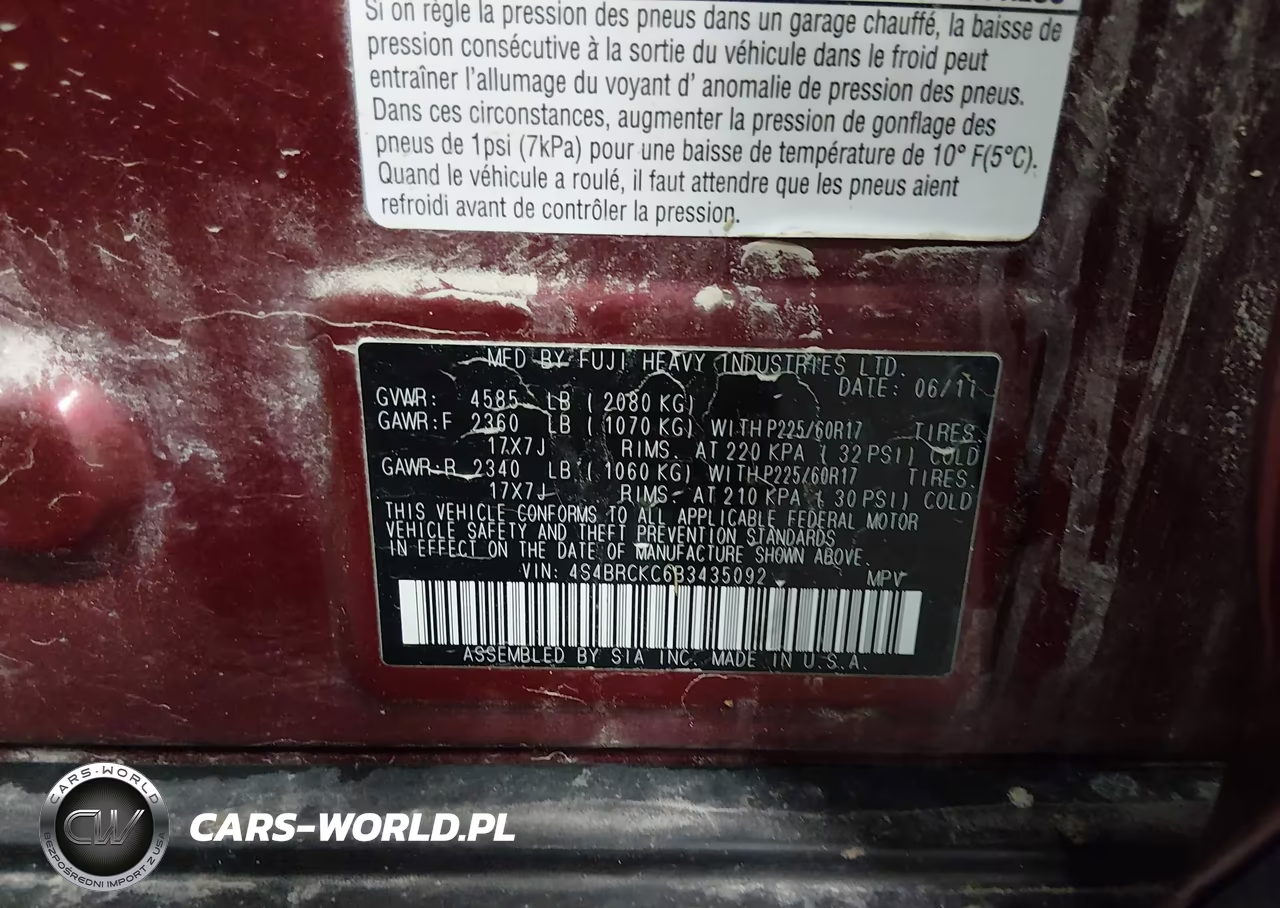 2011 Subaru Outback 2.5I Limited VIN:4S4BRCKC6B3435092 - 9