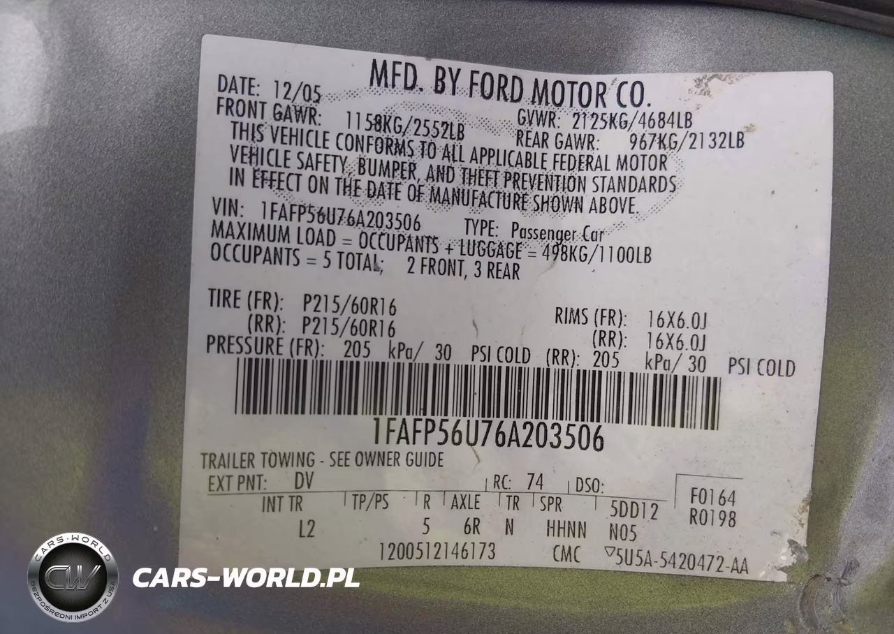 2006 Ford Taurus Sel VIN:1FAFP56U76A203506 - 9