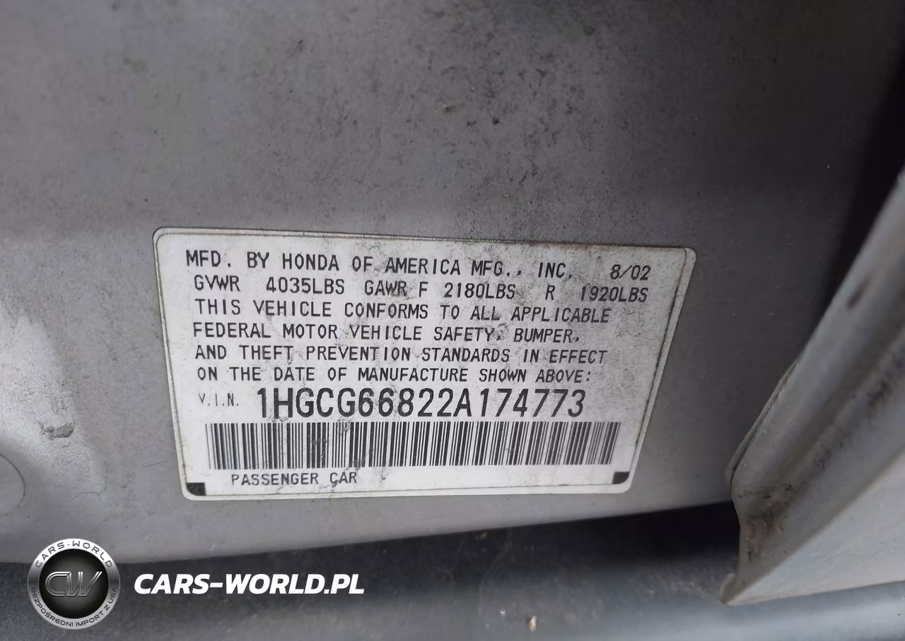 2002 Honda Accord 2.3 Ex-2.3 Se VIN:1HGCG66822A174773 - 9