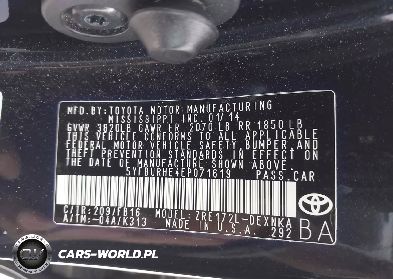 2014 Toyota Corolla Le Plus VIN:5YFBURHE4EP071619 - 9