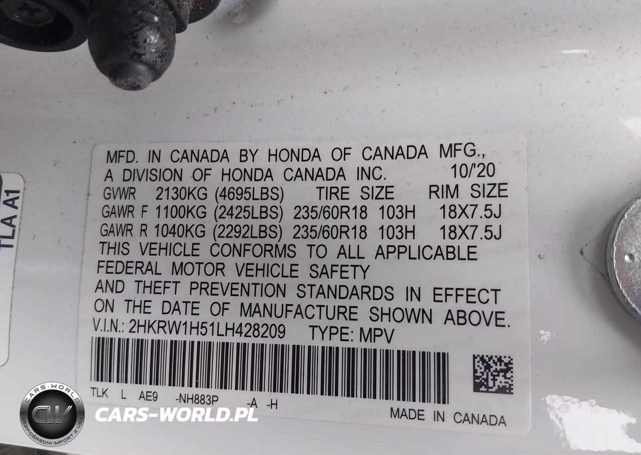 2020 Honda Cr-V 2Wd Ex VIN:2HKRW1H51LH428209 - 9
