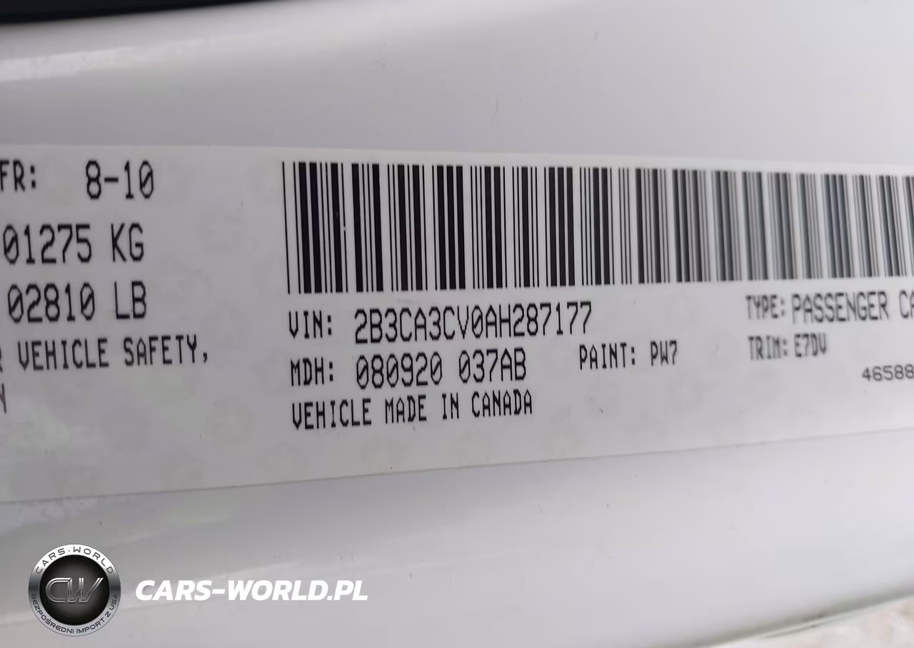 2010 Dodge Charger Sxt VIN:2B3CA3CV0AH287177 - 9