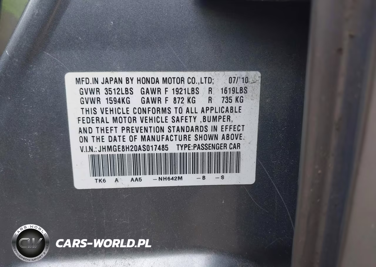 2010 Honda Fit VIN:JHMGE8H20AS017485 - 9