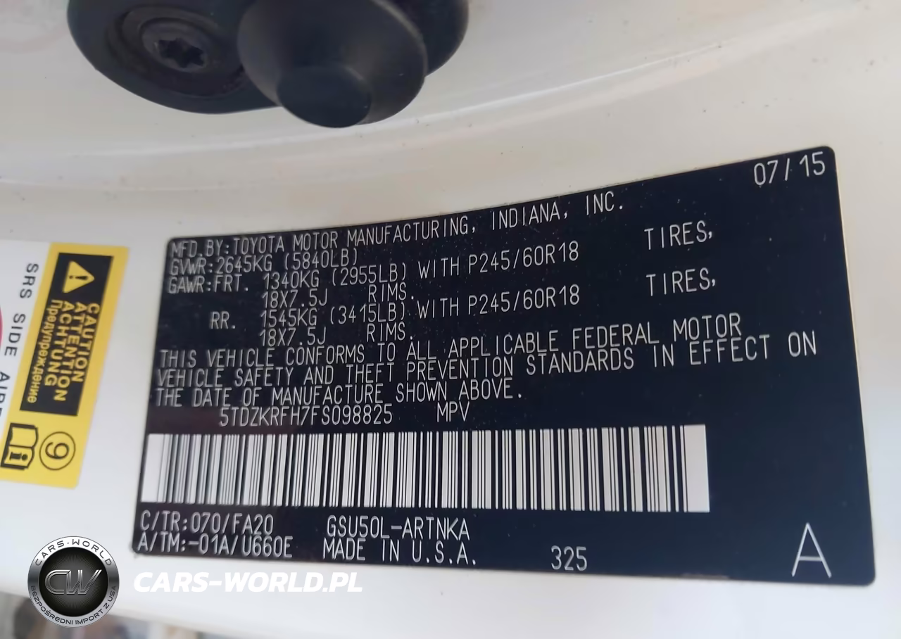 2015 Toyota Highlander Le Plus V6 VIN:5TDZKRFH7FS098825 - 9