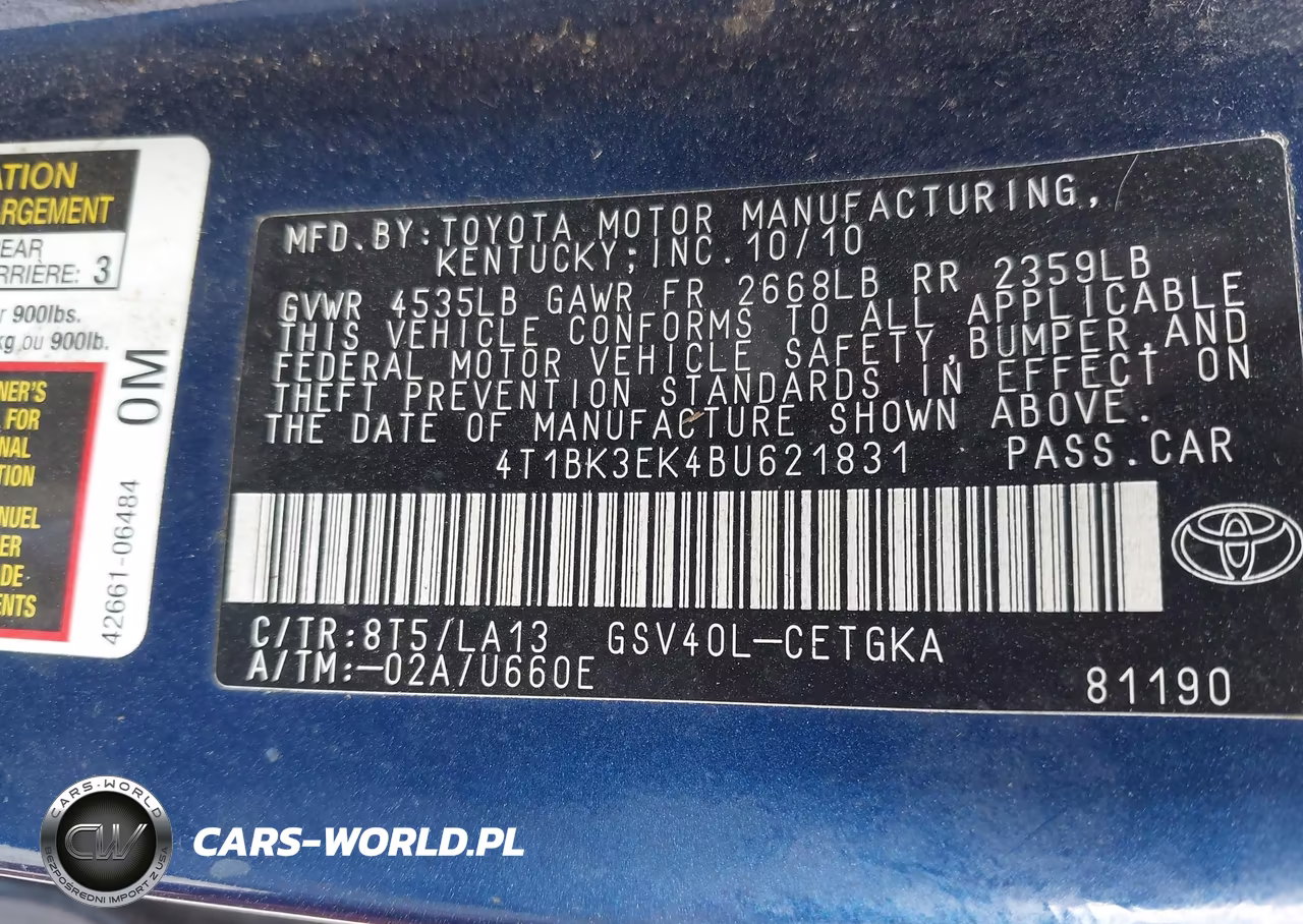 2011 Toyota Camry Xle V6 VIN:4T1BK3EK4BU621831 - 9