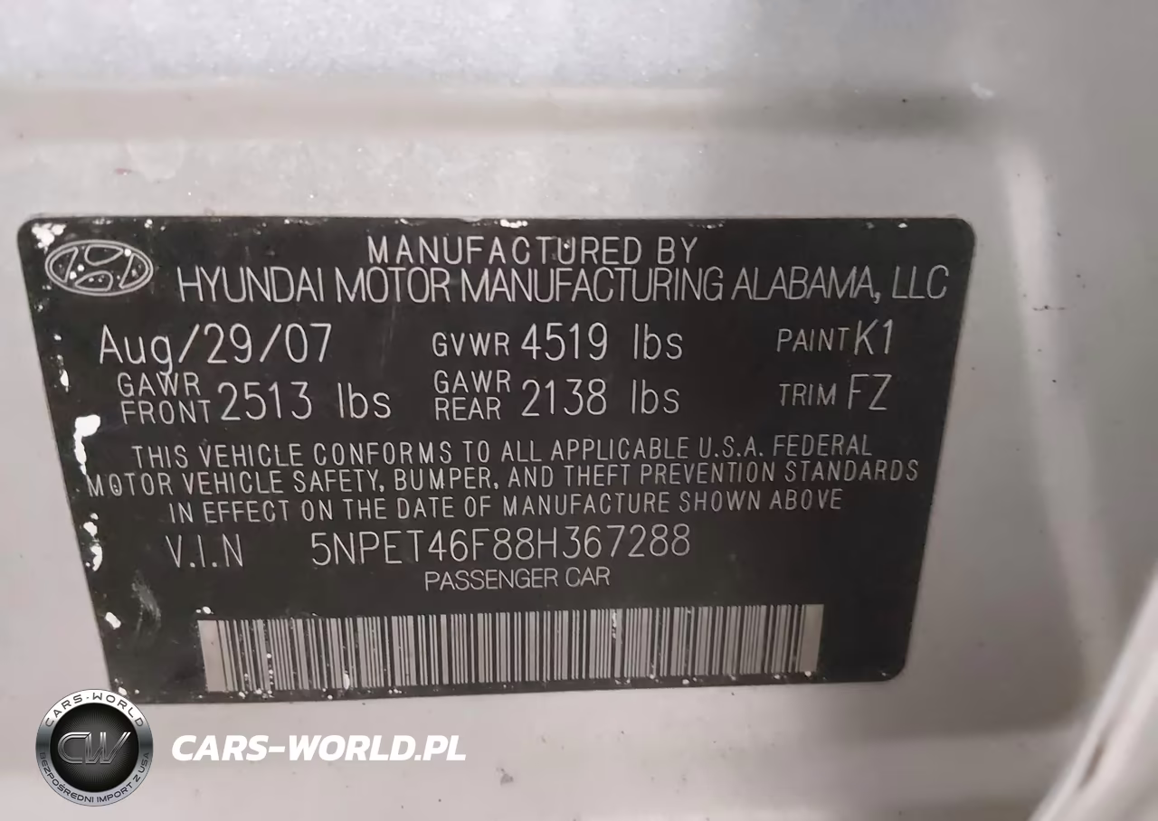 2008 Hyundai Sonata Gls V6 VIN:5NPET46F88H367288 - 9