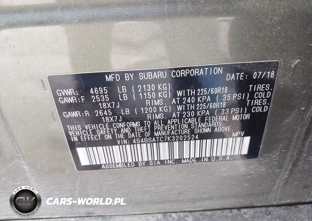 2019 Subaru Outback 2.5I Touring VIN:4S4BSATC7K3202524 - 9