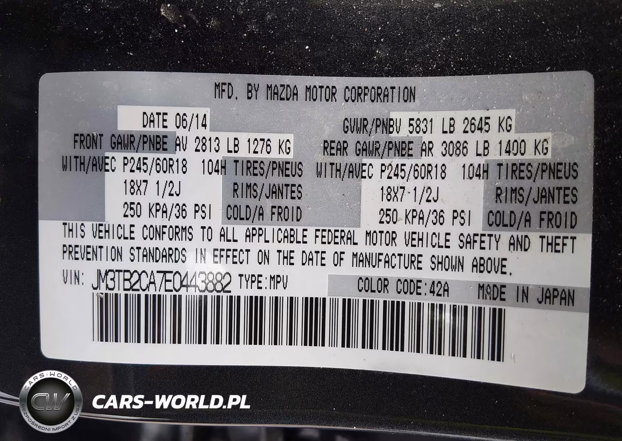 2014 Mazda Cx-9 Touring VIN:JM3TB2CA7E0443882 - 9