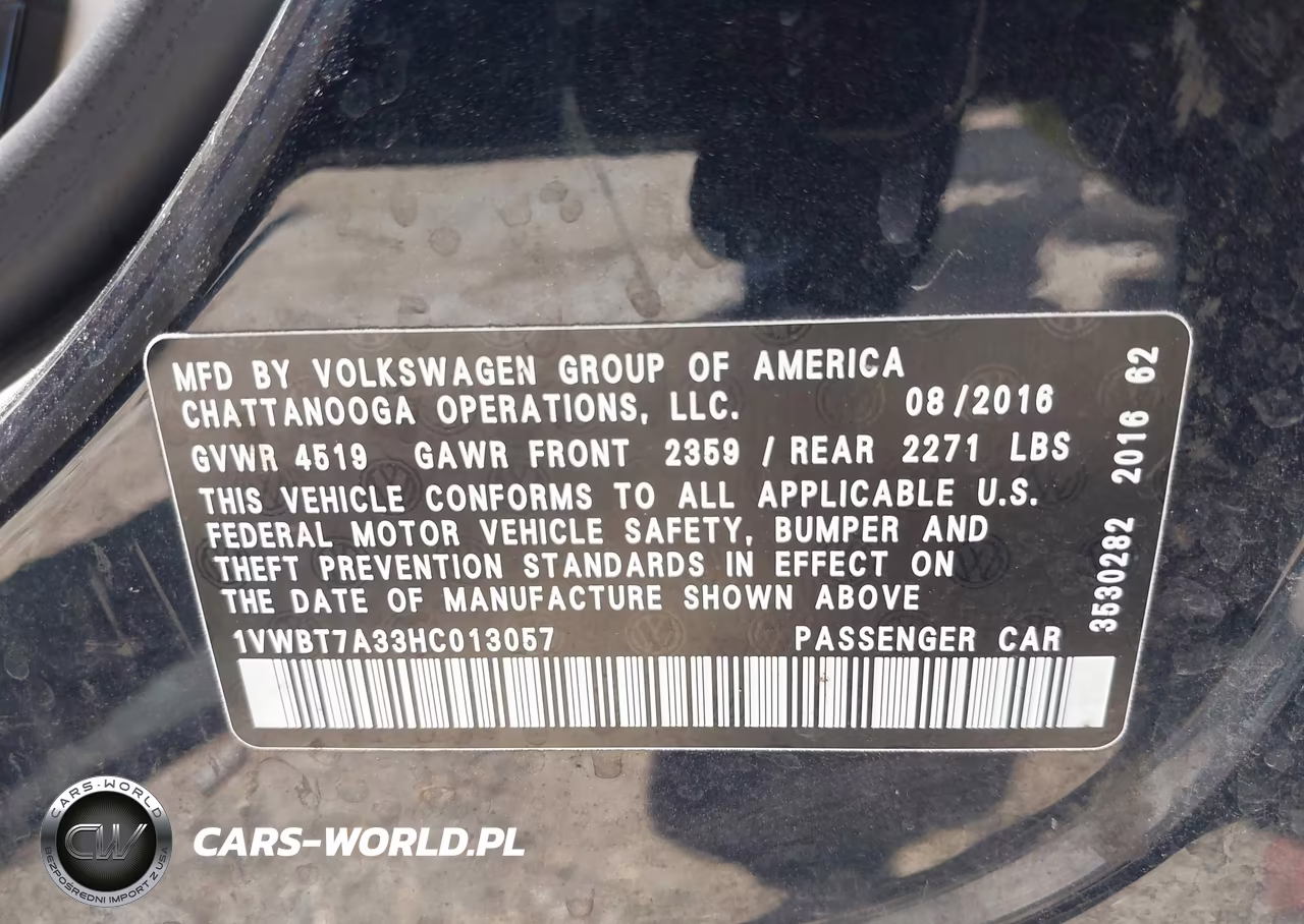 2017 Volkswagen Passat 1.8T Se VIN:1VWBT7A33HC013057 - 9