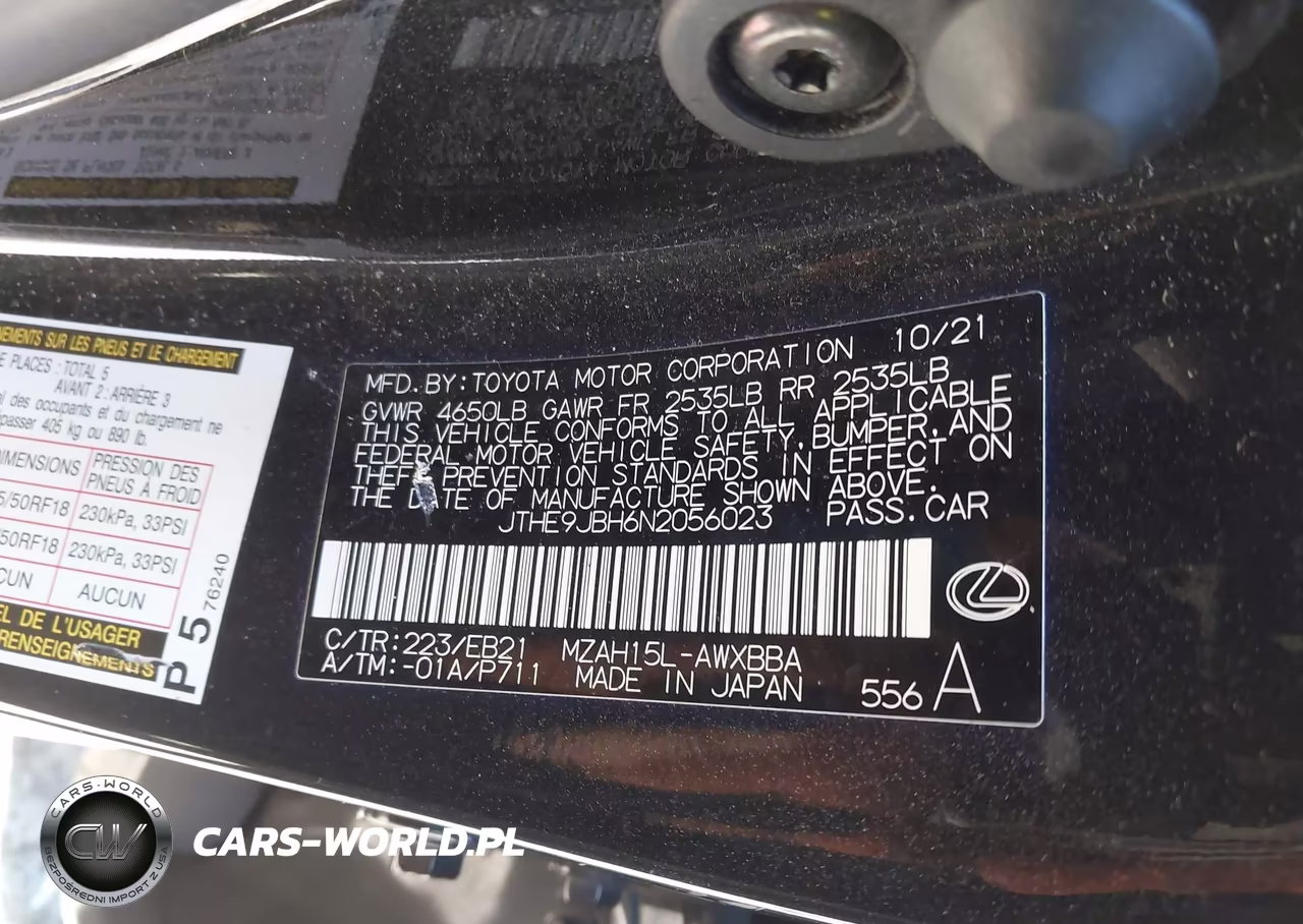 2022 Lexus Ux 250H F Sport VIN:JTHE9JBH6N2056023 - 9