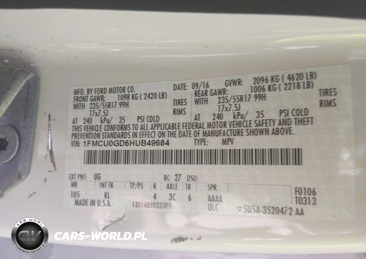 2017 Ford Escape Se VIN:1FMCU0GD6HUB49684 - 9