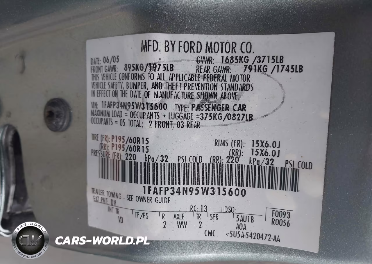 2005 Ford Focus Zx4 VIN:1FAFP34N95W315600 - 9