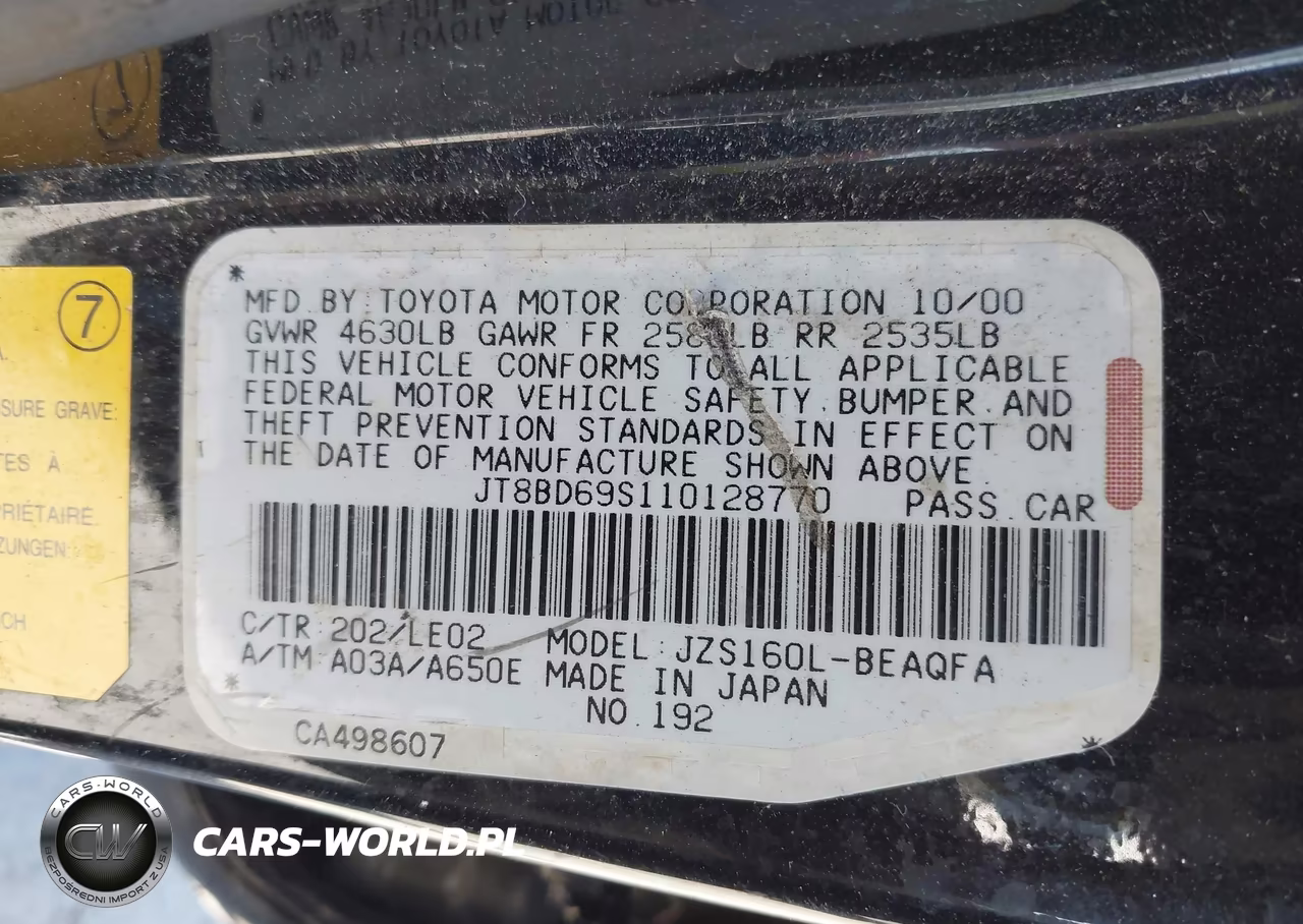 2001 Lexus Gs 300 VIN:JT8BD69S110128770 - 9