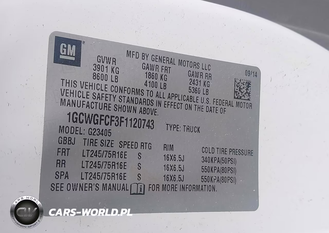 2015 Chevrolet Express 2500 Work Van VIN:1GCWGFCF3F1120743 - 9