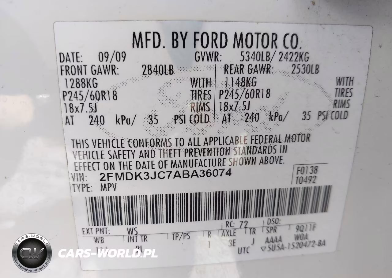 2010 Ford Edge Sel VIN:2FMDK3JC7ABA36074 - 9