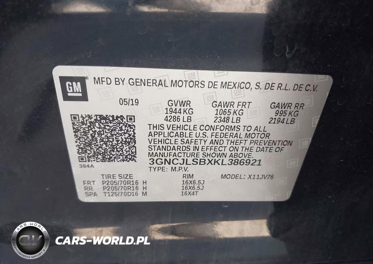 2019 Chevrolet Trax Lt VIN:3GNCJLSBXKL386921 - 17