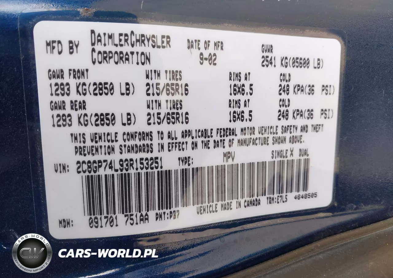 2003 Chrysler Town & Country Ex VIN:2C8GP74L93R153251 - 9