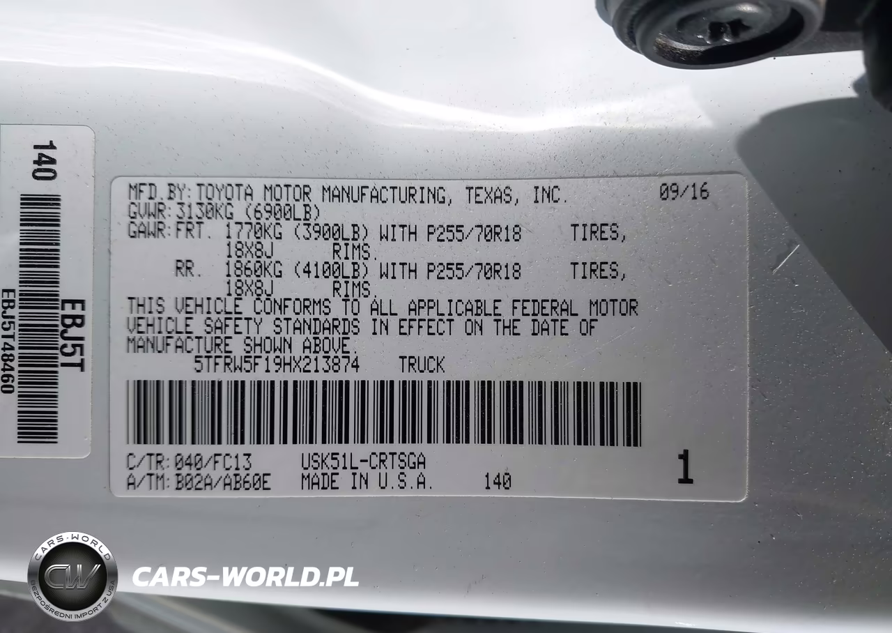 2017 Toyota Tundra Sr5 5.7L V8 VIN:5TFRW5F19HX213874 - 9