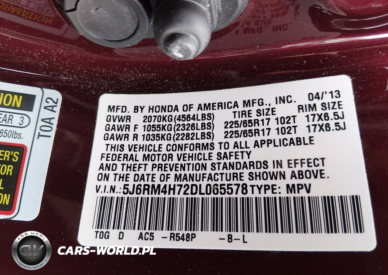 2013 Honda Cr-V Ex-L VIN:5J6RM4H72DL065578 - 9