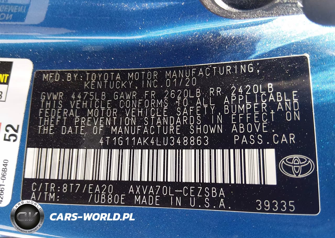 2020 Toyota Camry Se VIN:4T1G11AK4LU348863 - 9