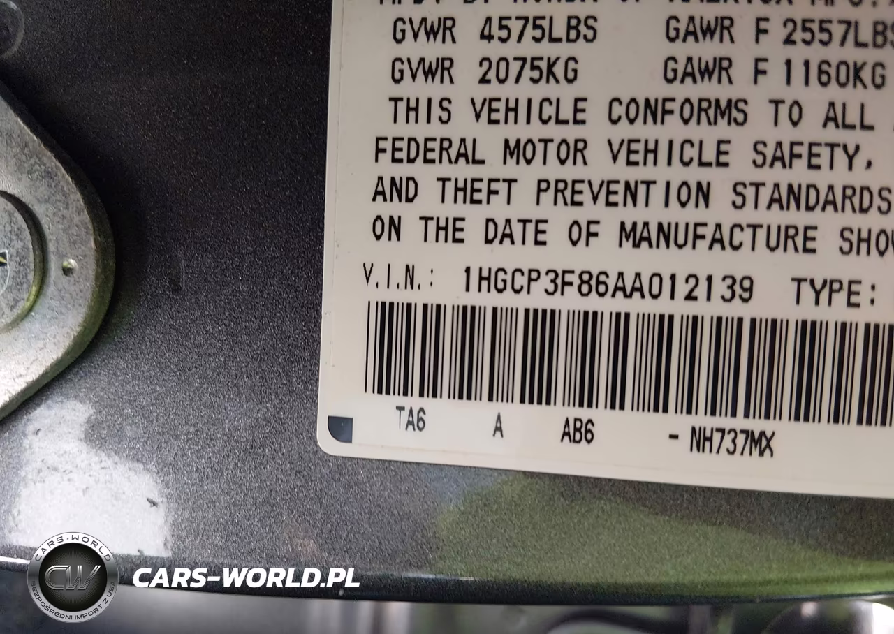 2010 Honda Accord 3.5 Ex-L VIN:1HGCP3F86AA012139 - 9