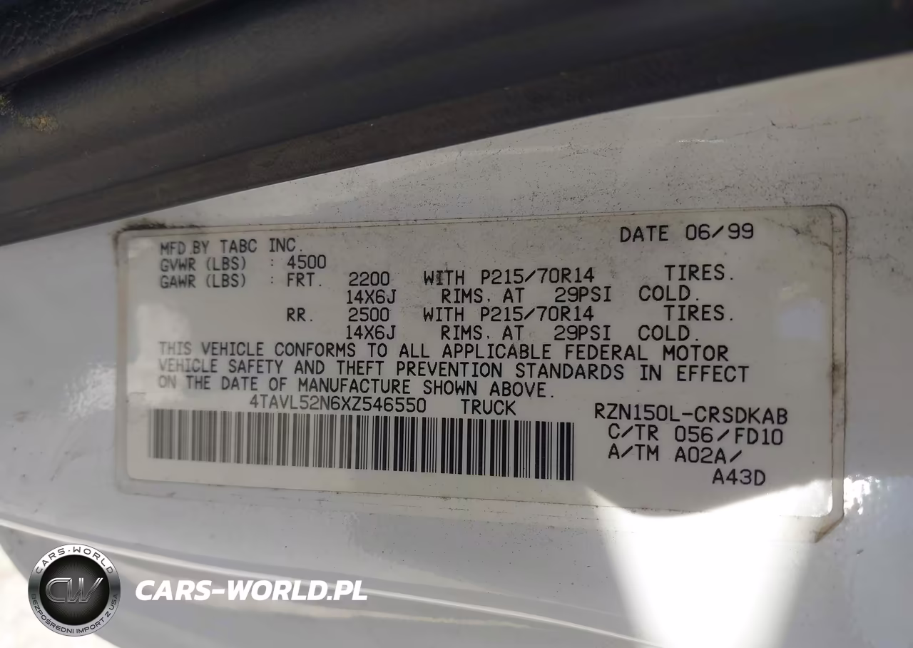 1999 Toyota Tacoma VIN:4TAVL52N6XZ546550 - 9